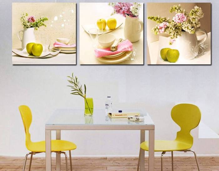 Pictures in the kitchen.