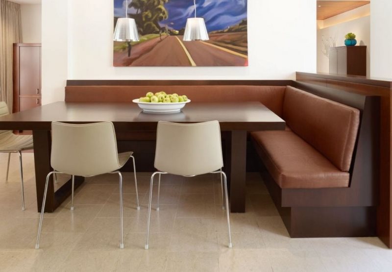 Couch with brown eco-leather seats