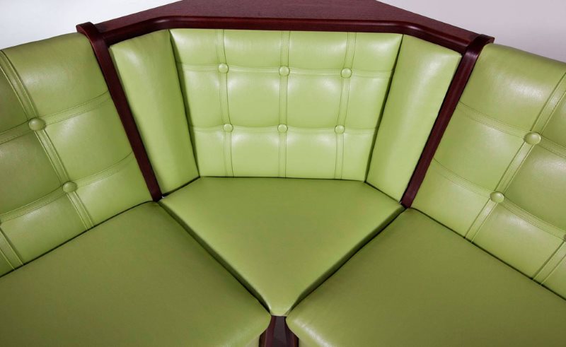 Green eco leather on the kitchen sofa
