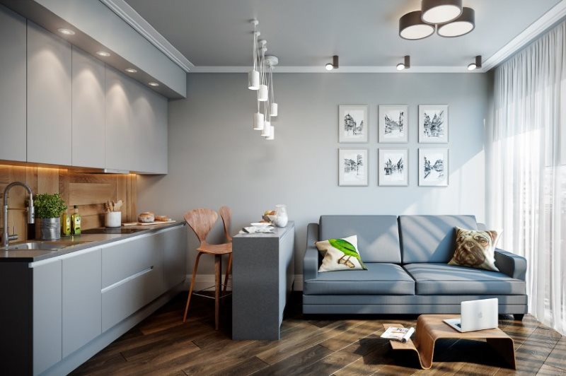 Έπιπλα κουζίνας εσωτερικού χώρου με πανοραμικό παράθυρο