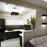 Proiectarea unei camere de zi cu bucătărie, cu un bar de mic dejun