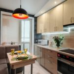 صوفا زاوية في مطبخ صغير