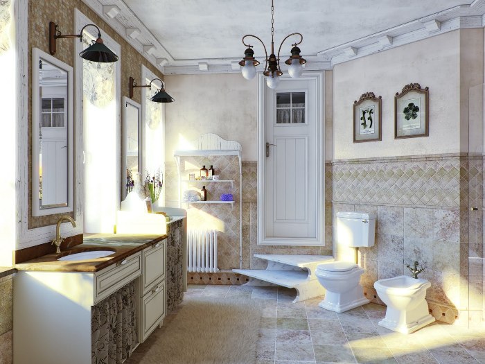 Salle de bain spacieuse.