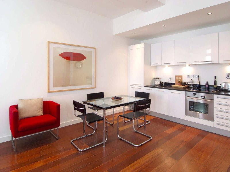 High-tech metal chairs in the kitchen