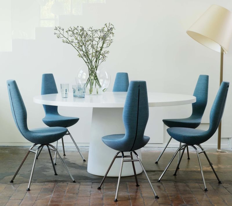Blue chairs with removable covers