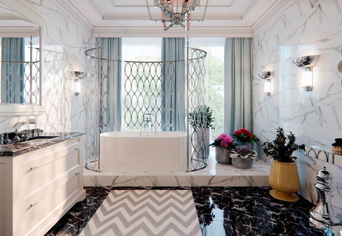 Marbre dans la salle de bain.