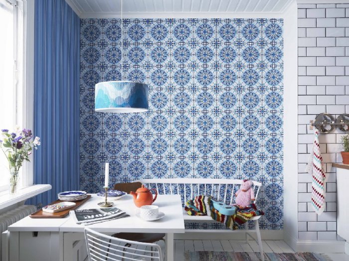 Papier peint cuisine papier mosaïque