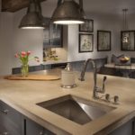 Kitchen sink in the island countertop