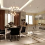 ceramic floor in the living room kitchen