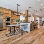 Wooden floor in the interior of the kitchen