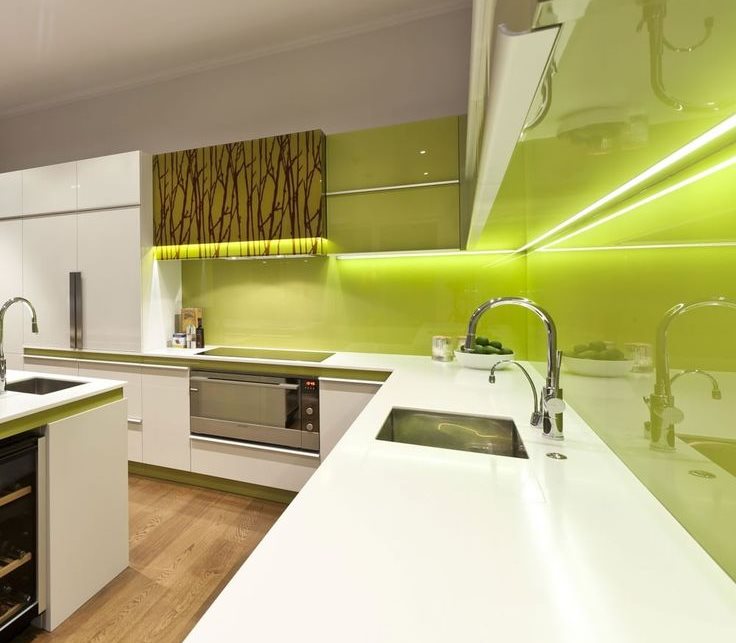 LED illumination of the working area of the kitchen