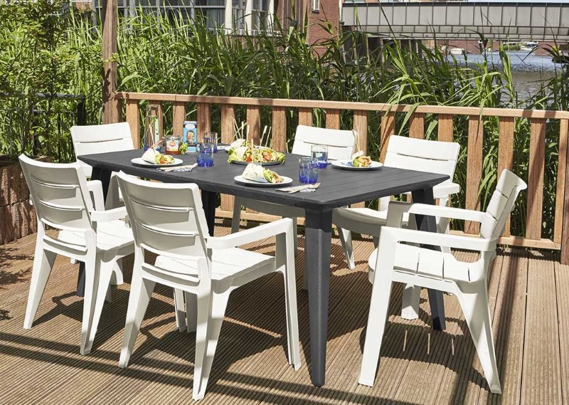Plastic dining group on the terrace of a private house