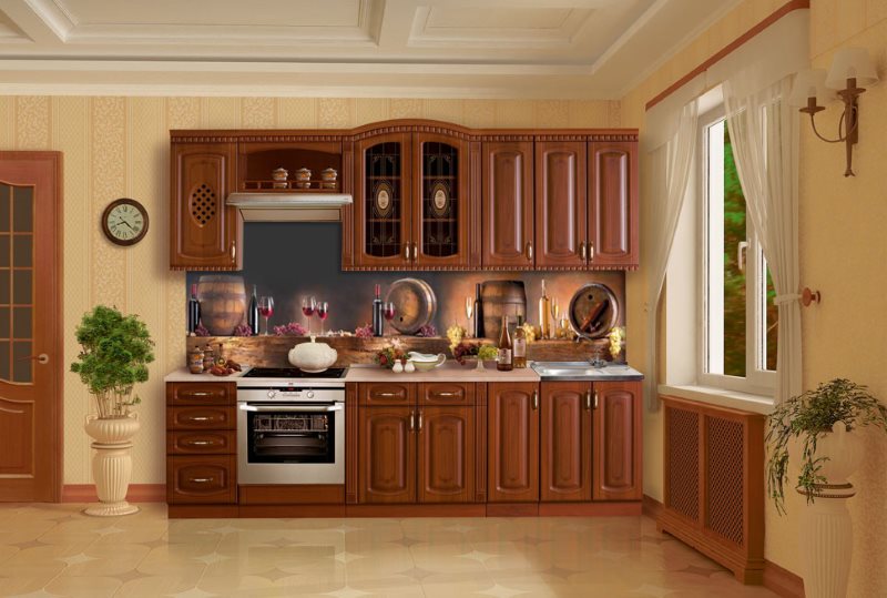 Πλαστική ποδιά στο εσωτερικό μιας κλασικής κουζίνας