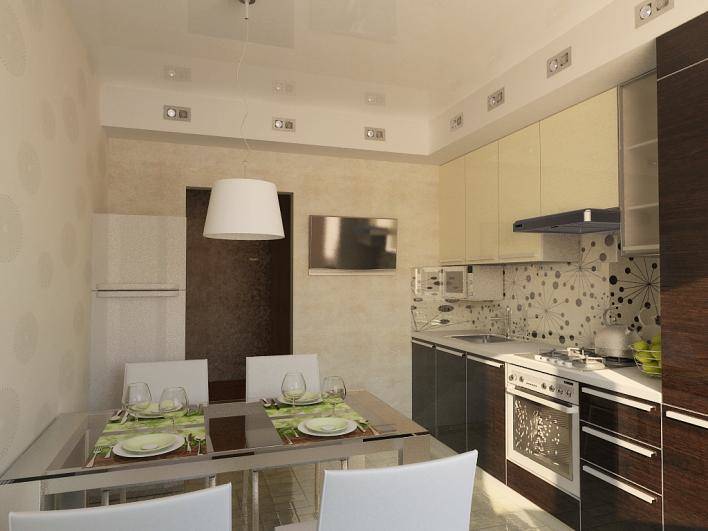 Kitchen design 3 by 3 meters with a linear layout