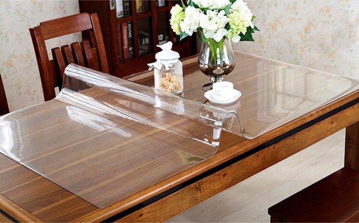 transparent tablecloth made of silicone.