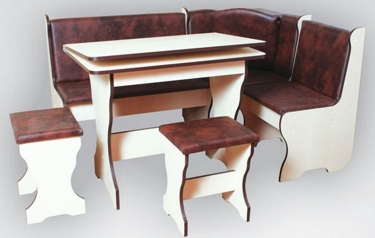 Kitchen corner with folding table and stools