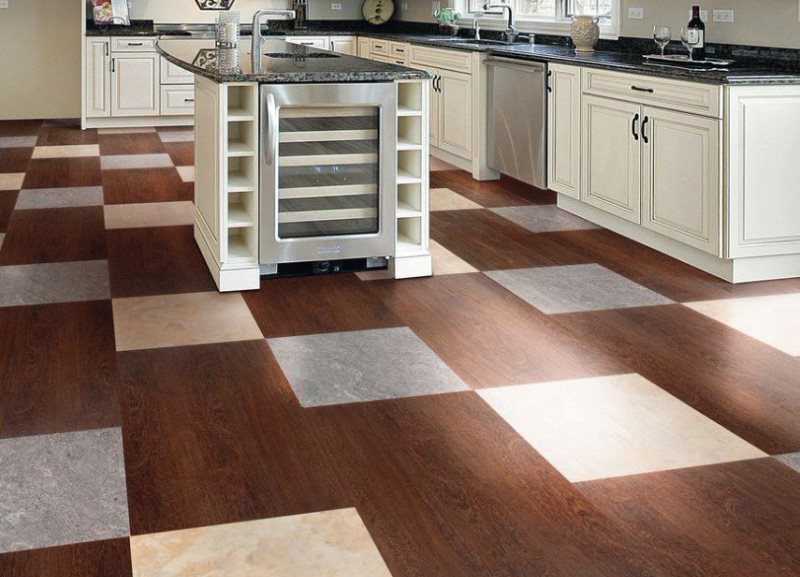 Lantai dapur jubin seramik yang besar