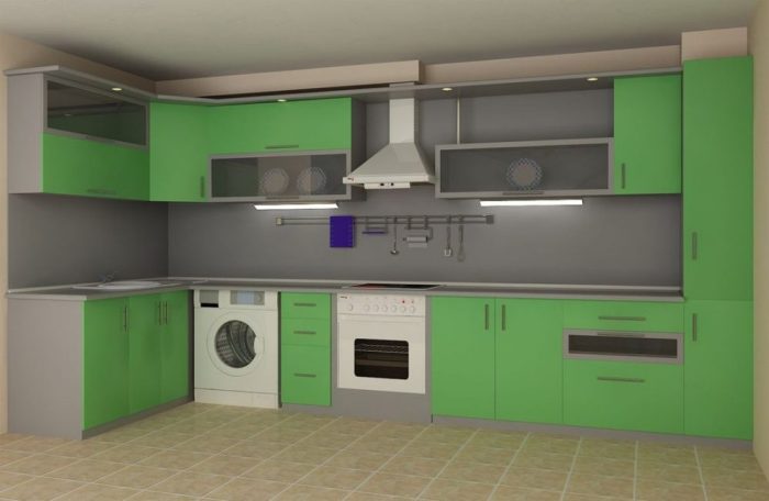 ครัวสีเทาสีเขียว