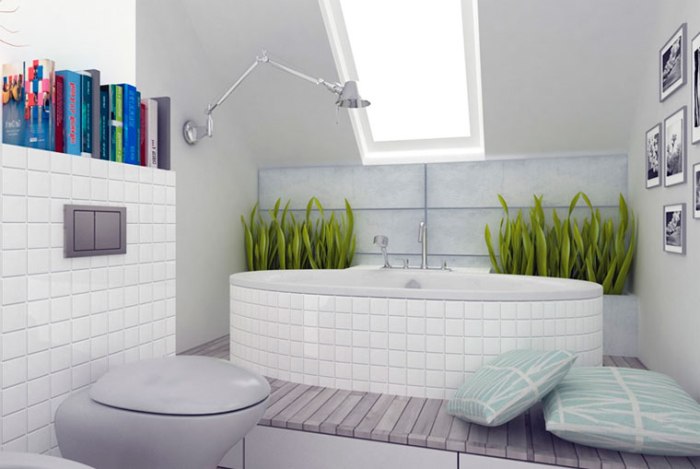 Couleurs dans la salle de bain.