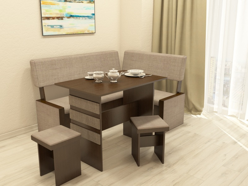 Kitchen corner with chipboard stools