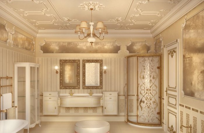 Cabine de douche dans une salle de bain classique.