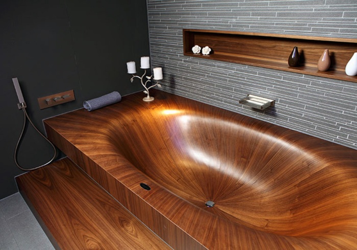 Baignoire en bois.