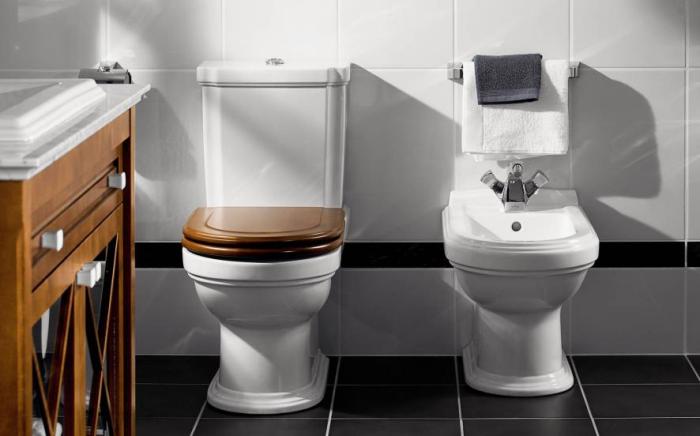 Les toilettes dans la salle de bain.