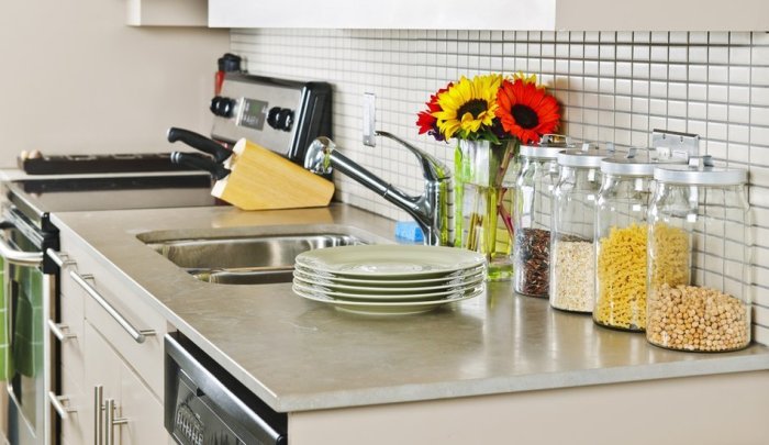 Plan de travail dans la cuisine.