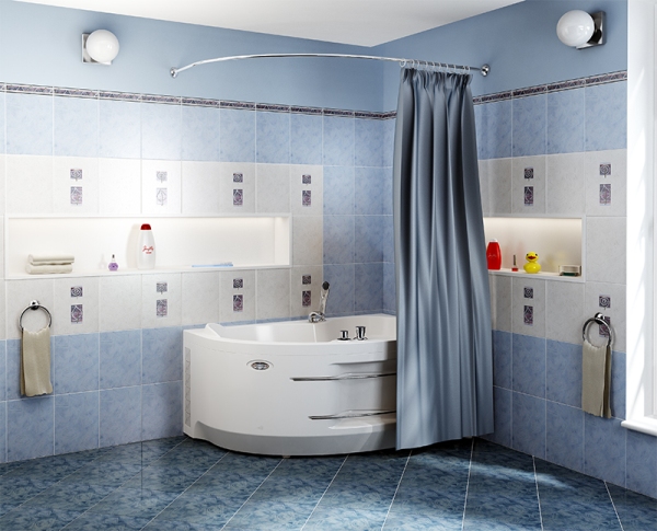 coin avant-toit pour une salle de bain.