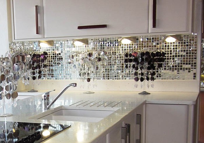 Mirror mosaic apron.