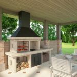 Brick σχάρα σε κιόσκι καλοκαίρι