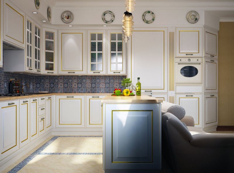 Proiectează bucătăria engleză într-o paletă albă și aurie