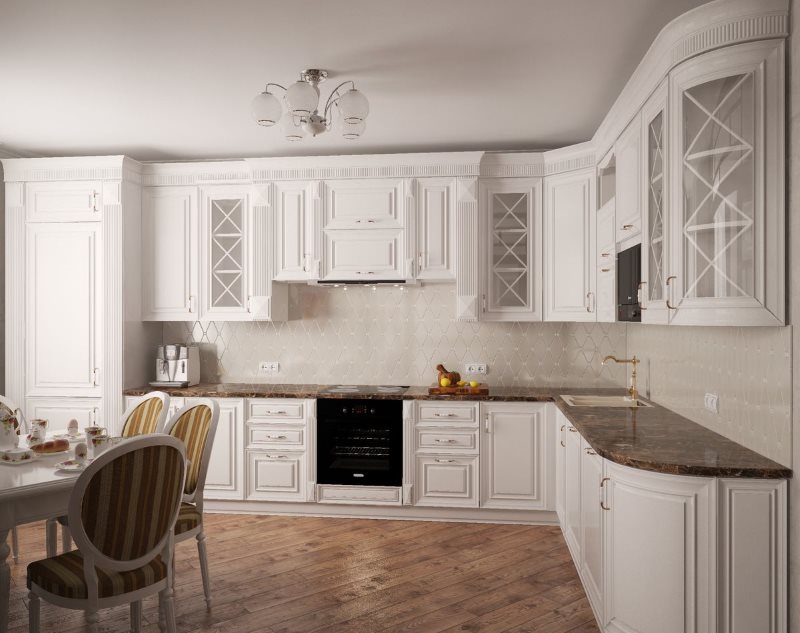 Conception de cuisine blanche néoclassique