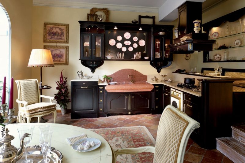 Decor de bucătărie engleză cu set de colț