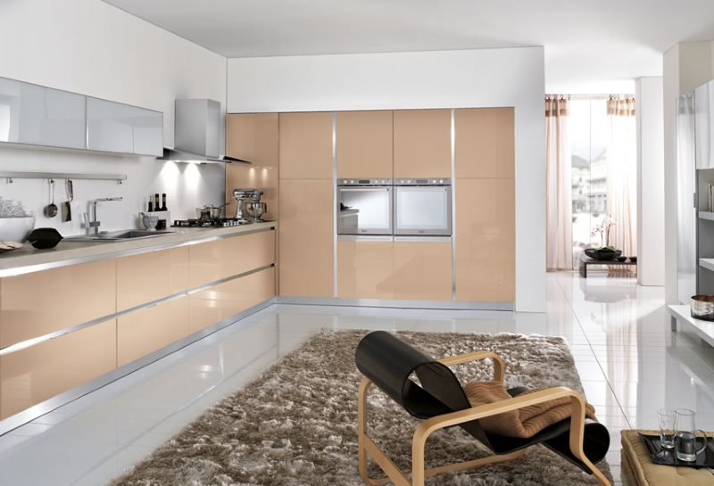 Design de bucătărie în colț minimalist