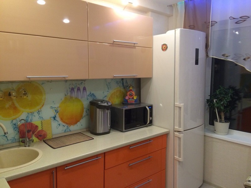 Cream facades of wall lockers