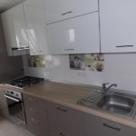 Stainless steel sink in the kitchen worktop