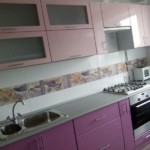 Kitchen furniture with facades of lilac color