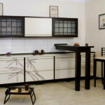 Barra de bar en cocina de estilo oriental