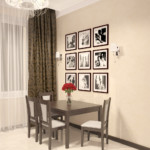 Fotografías decorativas de la pared en el comedor de la cocina.