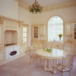 Kitchen design with arched window