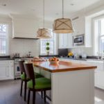 Pendant lights on a white ceiling