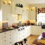 Cabinets to the ceiling with interior lighting