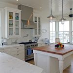 Stainless steel hood in the kitchen of a rural house
