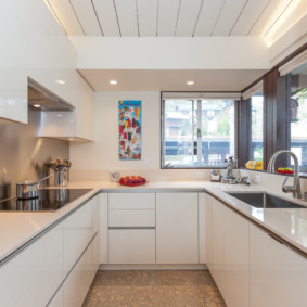 Cozinha de duas linhas em uma casa particular