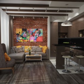 Ruang tamu dapur dapur bergaya