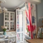 British flag on kitchen curtains