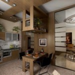 Large mirror in the kitchen-living room