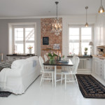 Scandinavian style living room kitchen