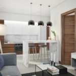 Bright lighting of the working area of the kitchen-living room